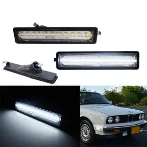 2PCS Clear Lens White LED Front & Rear Bumper Side Marker Light For BMW E30 3 E34 5 Series Replace OEM 63141377849, 63 14 1 377 849, 63-14-1-377-849