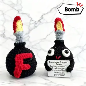 Handmade Crochet F Bomb & Encouragement Card Textile Emotional Support Stress Relief Gag Gift for Party No Electricity Needed Party Occasion