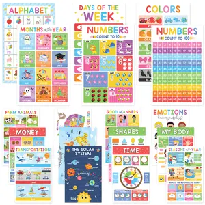 18 Laminated Educational Posters | Learning Charts for Preschool, Toddlers, Kindergarten & Homeschool | Interactive Classroom Decor, Back to school