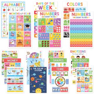 18 Laminated Educational Posters | Learning Charts for Preschool, Toddlers, Kindergarten & Homeschool | Interactive Classroom Decor, Back to school