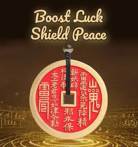 Mountain Spirit Coin and Taoist Amulet Coin | Authentic Chinese Feng Shui Decor | Daily Wear | Travel Safety | Family Happiness | Blessed by Taoist Priest