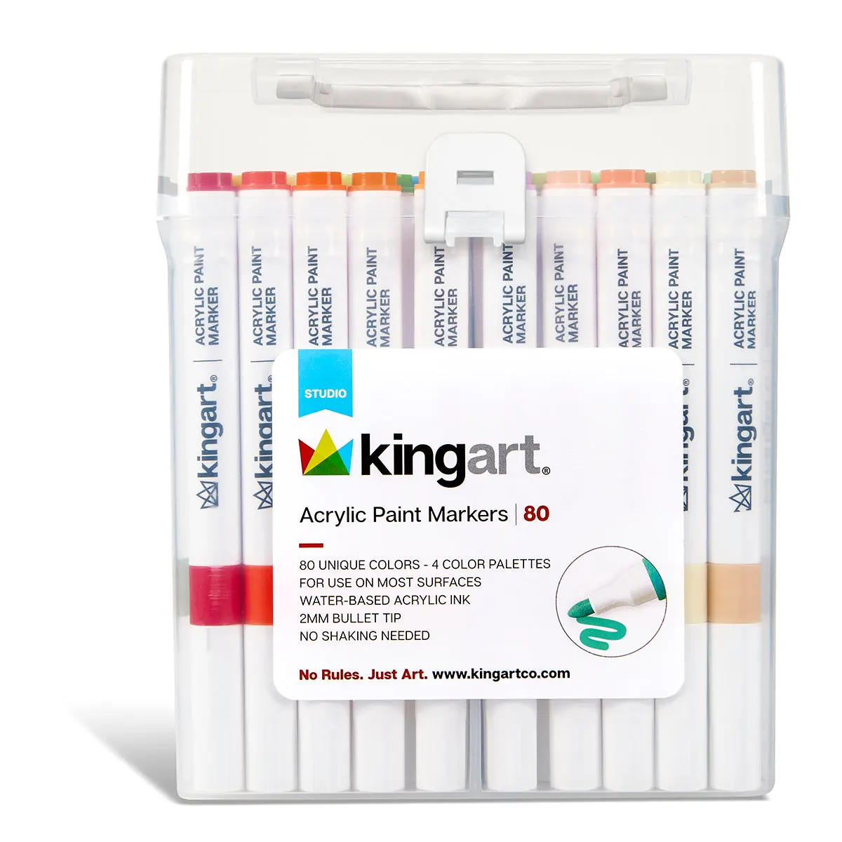 Acrylic Paint Markers Set – 80 Colors, 2mm Bullet Tip, Water-Based, Multi-Surface