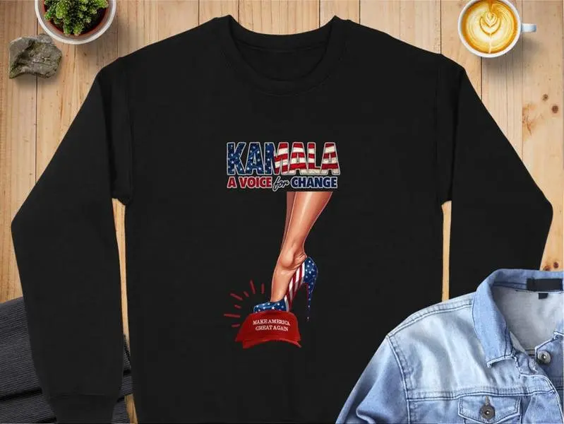 Kamala Harris A Voice for Change T-Shirt, Patriotic High Heel Crushing MAGA Hat T-Shirt, Sweatshirt, Hoodie