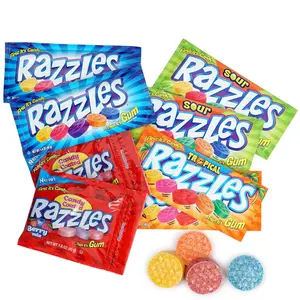 RAZZLES Candy Chewing Gum - Original Sour Tropical Berry Mix - 1.4oz - Novelty Kids Candy Treat