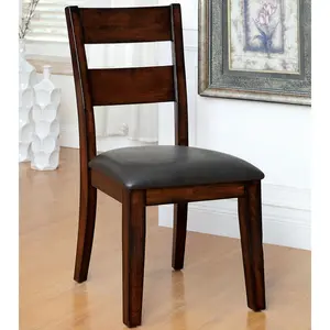 24/7 Shop At Home Paur Modern Dark Cherry Solid Wood Padded and Ladder Back Dining Chairs (Set of 2) for Dining Room, Kitchen