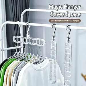 Trendy Collapsible 9-Hole Hangers, Multi-Function Drying Rack for Closet & Balcony