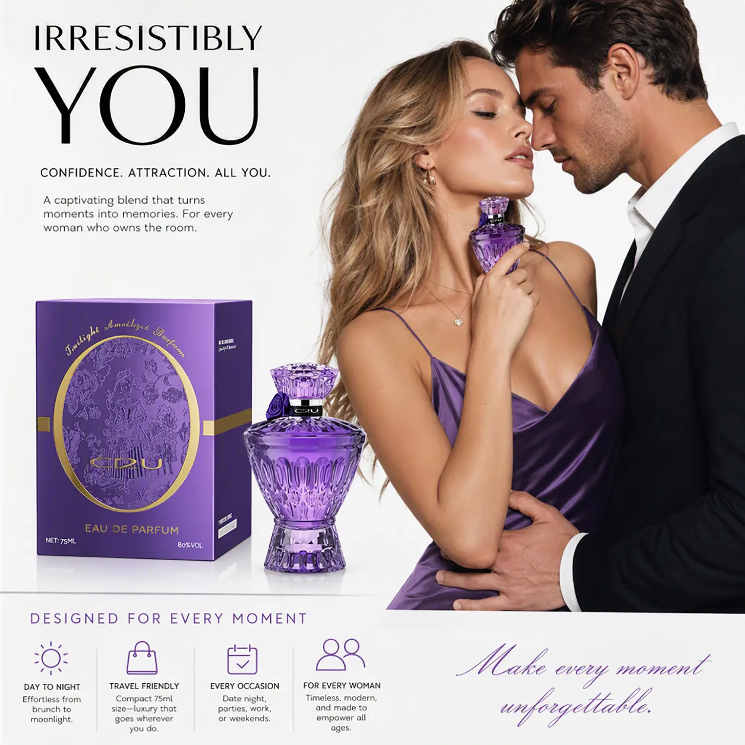Women's Pheromone Perfume, Long-Lasting Fresh Floral Fruity Scent, Infused with Pheromone Formula, Specially Designed to Make Him Obsessed, Share a Wild & Wonderful Night, Perfect Valentine's Day, Anniversary & New Year's Eve Gift. 75ML/2.5FL.OZ