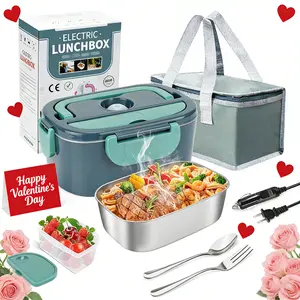 Electric Lunch Box Food Heater 1,5L for Adults Portable Food Heater with Tableware and Lunch Bag, Car & Home Portable Electronic Food Heater for Home Office Travel