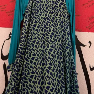 Abaya=%2=-- Green Leopard Print Long Dress with Teal Sleeves--=%2=- dubai=%2=----=%2=- abaya=%2=-- dubai abaya