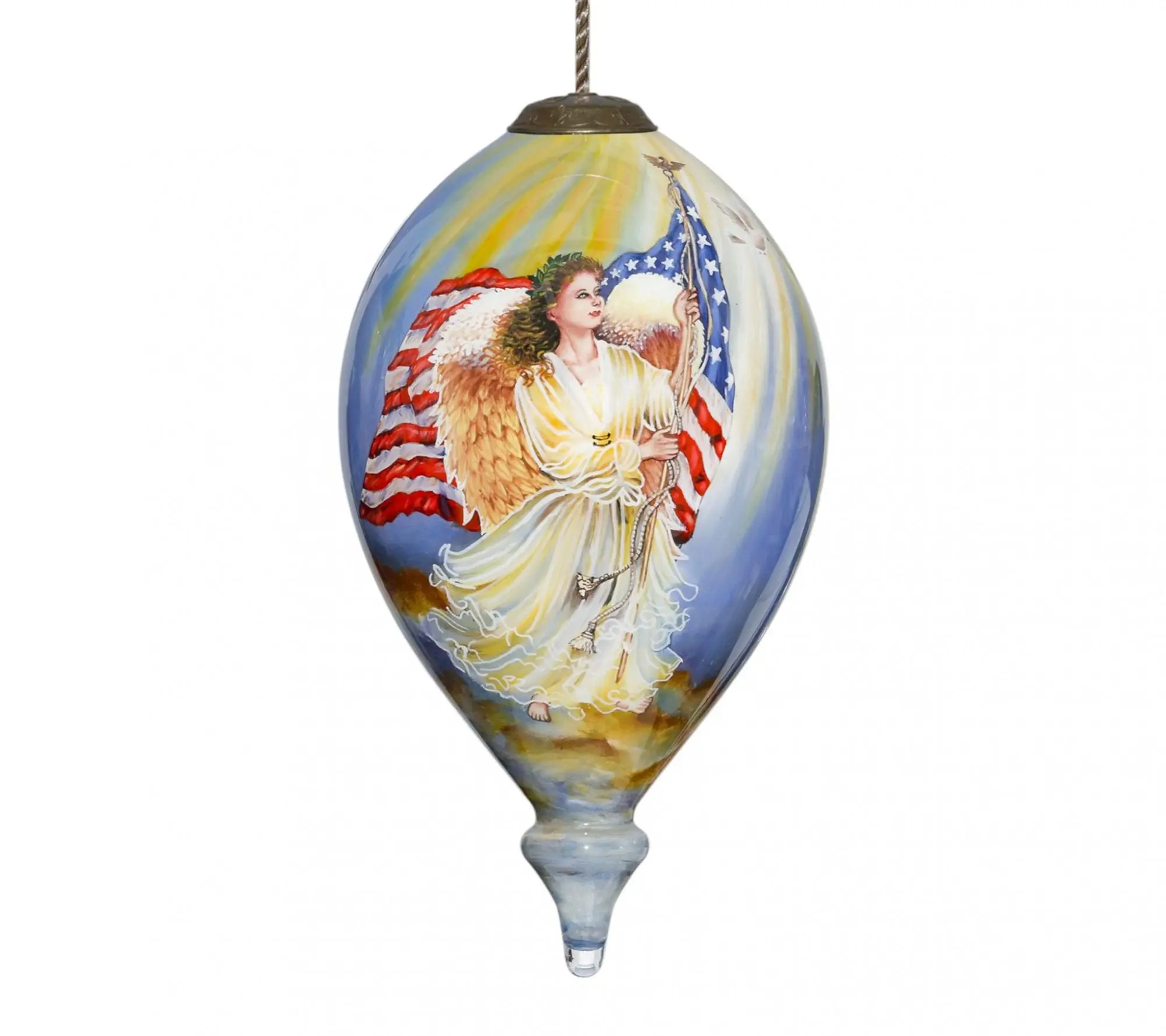 Homeroots American Flag Angel Hand Painted Mouth Ornament