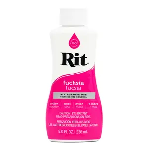 RIT All-Purpose Dye Fuchsia for Cotton Wool Silk & More 8.0 FL OZ Non-Toxic Fabric Colorant - 8 fl oz