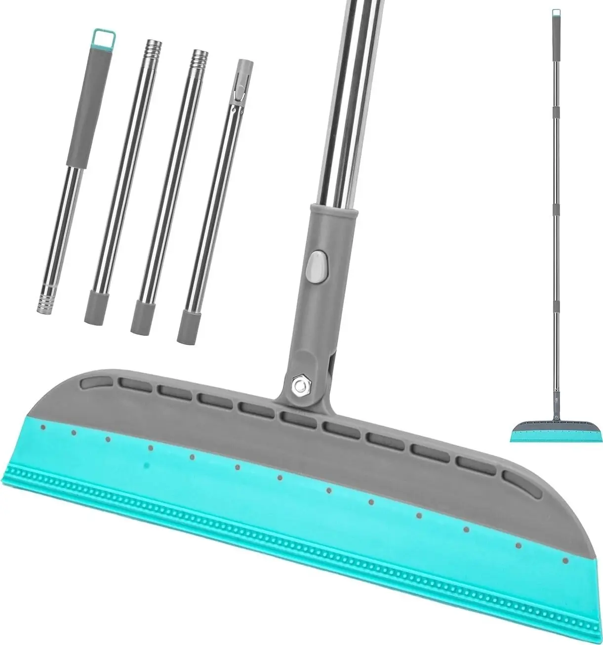 Multifunction Rubber Air Broom, Floor Squeegee Broom with 59" Long Handle, Scraping Broom for Floor Bathroom Kitchen Shower