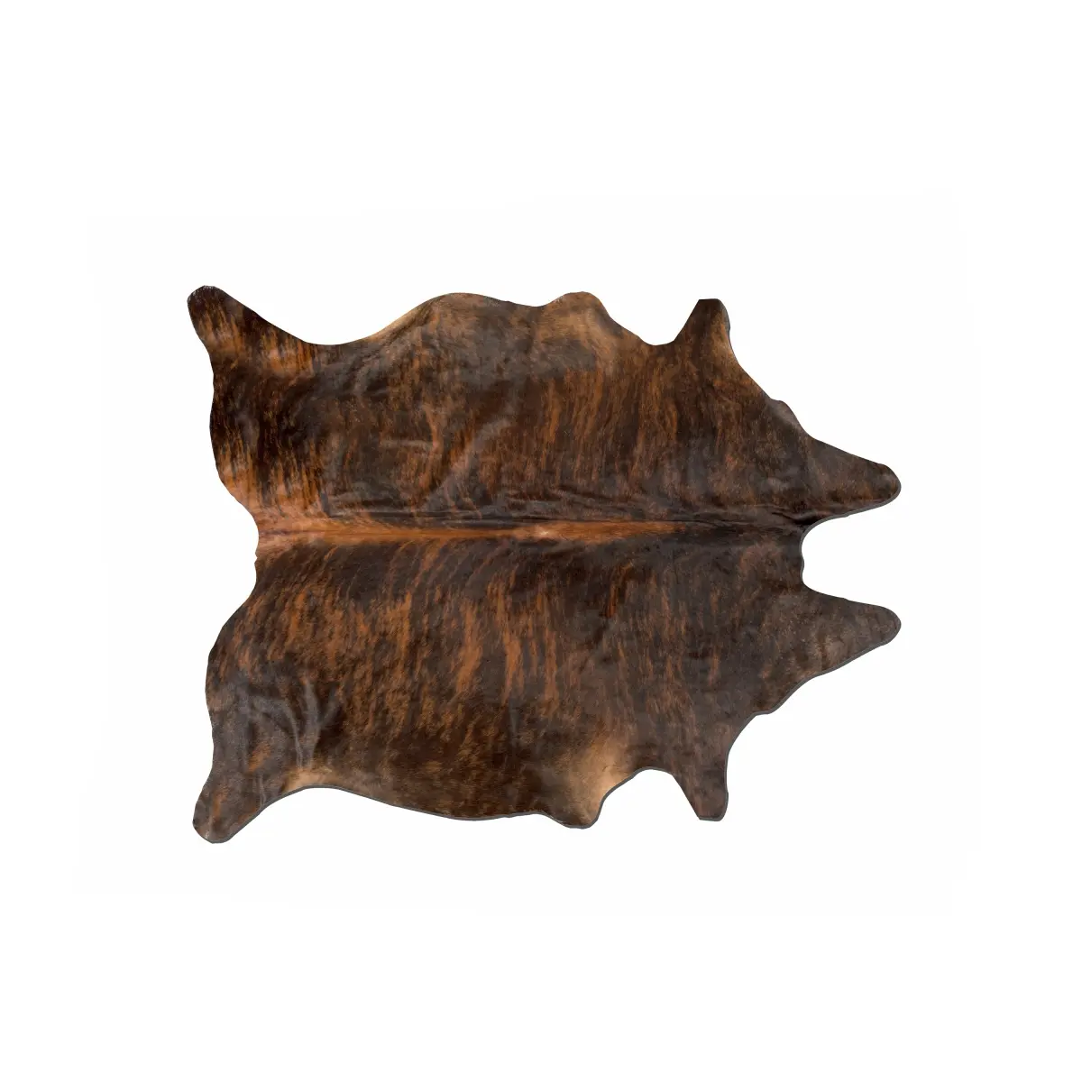 Kobe Handcrafted Exotic Cowhide Animal Hide Area Rug - Natural Dark Brindle Hide, 6 x 7 ft, Exotic Look, Durable, Fade-Resistant, Soft, Supple Sheen, High-Traffic, Indoor Use (SKU: 676685035028)