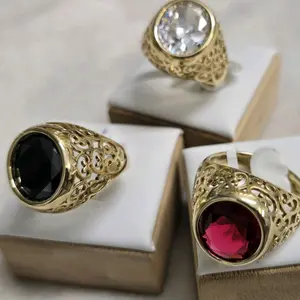 # 0029 Elegant 14K Gold Laminated Rings with Colorful Gemstones High-Quality Jewelry for Women