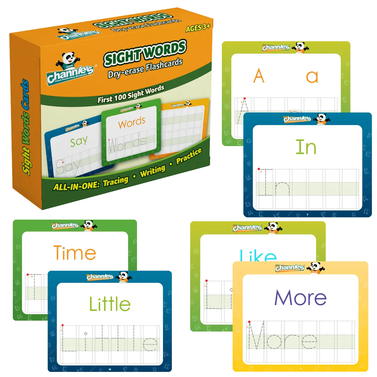 Visual Dry-Erase Sight Words Flash Cards Set. 52 Cards