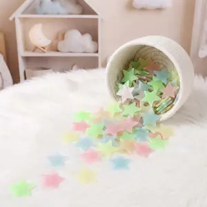 2pcs Glow in The Dark Wall Stars - 1.18 Inch Fluorescent Ceiling & Bedroom Stickers, Luminous Night Sky Decor for Home, Random Assorted Colors