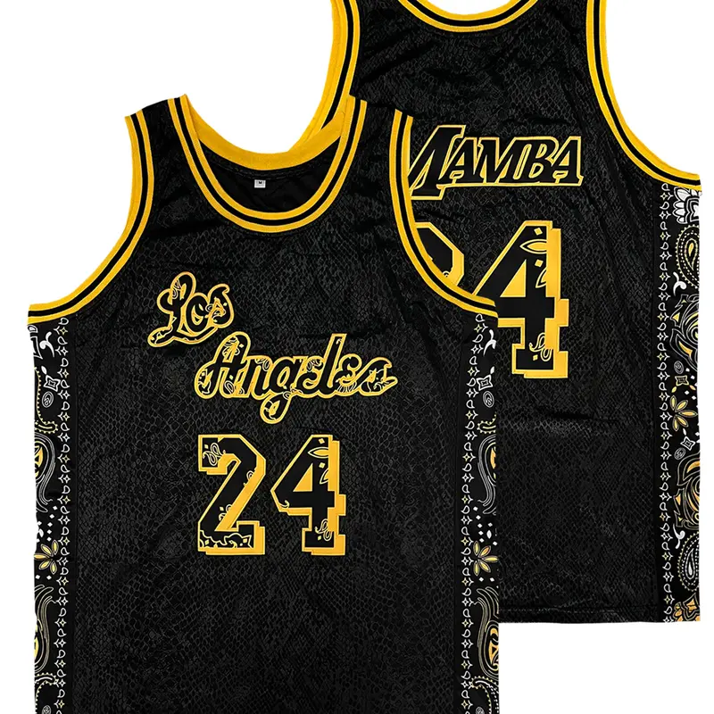 Men's #24 Black Snake Skin Basketball Jersey, Sporty Jersey, Loose Fit Letter & Number Embroidered Sleeveless Tank Top Suitable For Basketball, Sports, Running, Workout, Workout Tops, Gym Clothes, Athletic Top, Sports Apparel