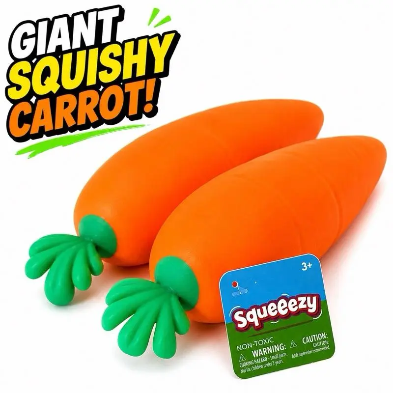 Jumbo Squishy Carrot & Rainbow Duck | Slow Rise Sensory Fidget Toys Stress cute