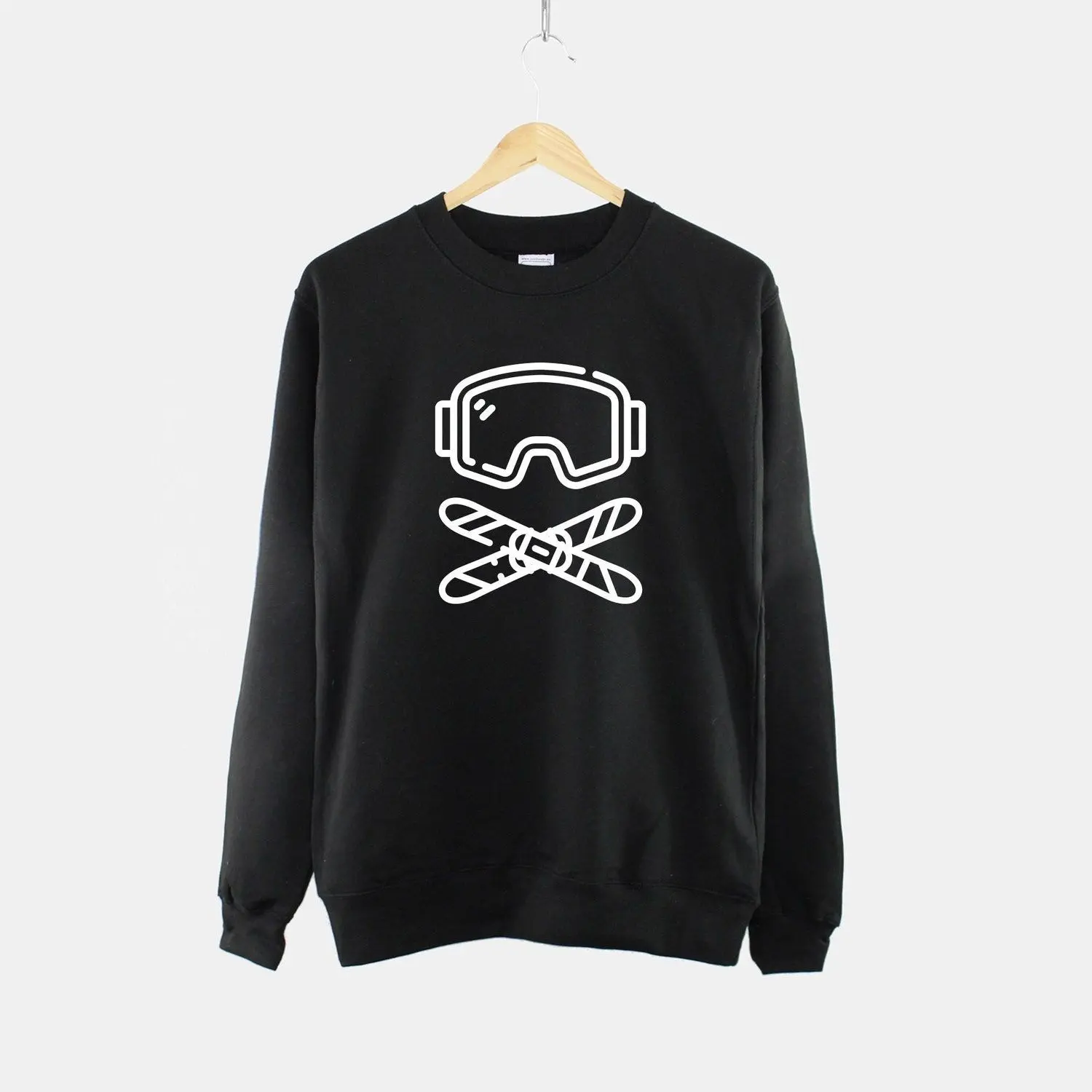 Skiing Sweatshirt - Ski Goggles And Skis Crewneck Sweat Shirt