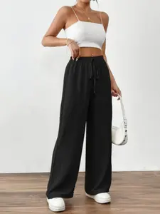 Summer High-Waisted Tie Waist Cloud Pants, Slimming Fit Straight Leg Commuter Pants, Versatile Fashionable Bottoms for Daily Wear Womenswear
