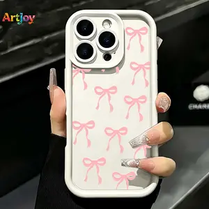 Coquette Aesthetic Full Pink Bow Pattern Phone Case, For Galaxy S25, S24, S23, S22, S21 PLUS, FE And Ultra,Galaxy A33 Compatible With For Iphone17 Pro Max, 16, 15, 14 And 13. It Makes A Perfect Gift For Birthdays, Holidays,