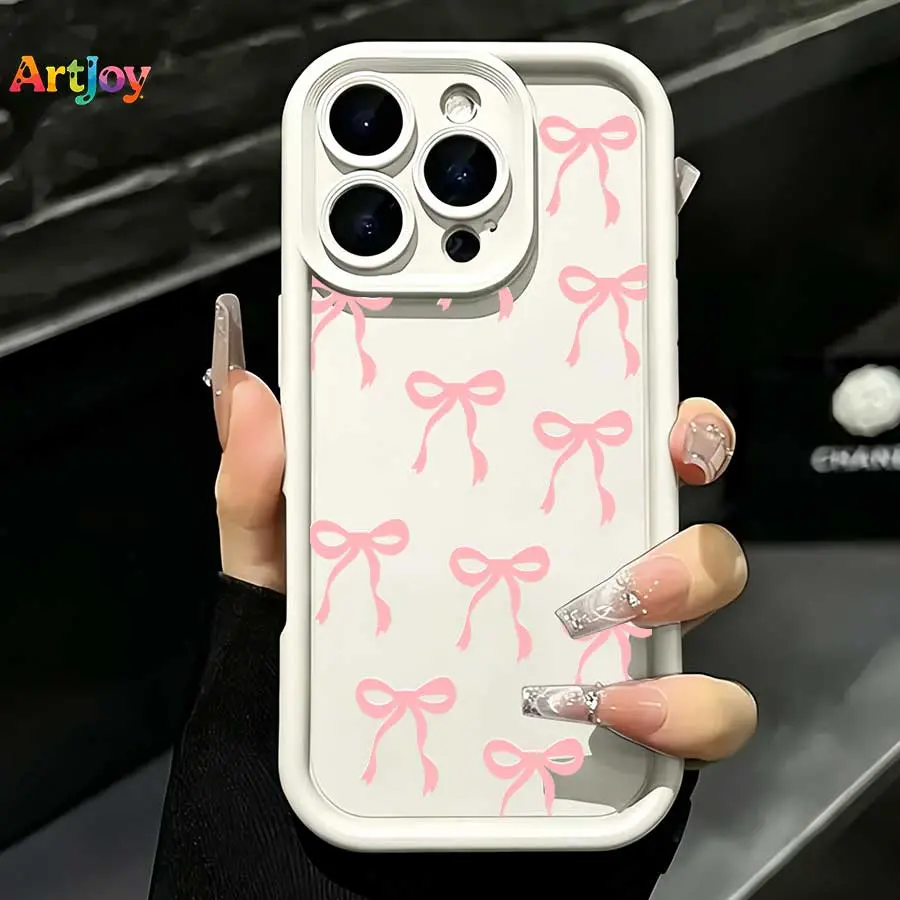 Coquette Aesthetic Full Pink Bow Pattern Phone Case, For Galaxy S25, S24, S23, S22, S21 PLUS, FE And Ultra,Galaxy A33 Compatible With For Iphone17 Pro Max, 16, 15, 14 And 13. It Makes A Perfect Gift For Birthdays, Holidays,, Tpu, Accessories, Cover Protec