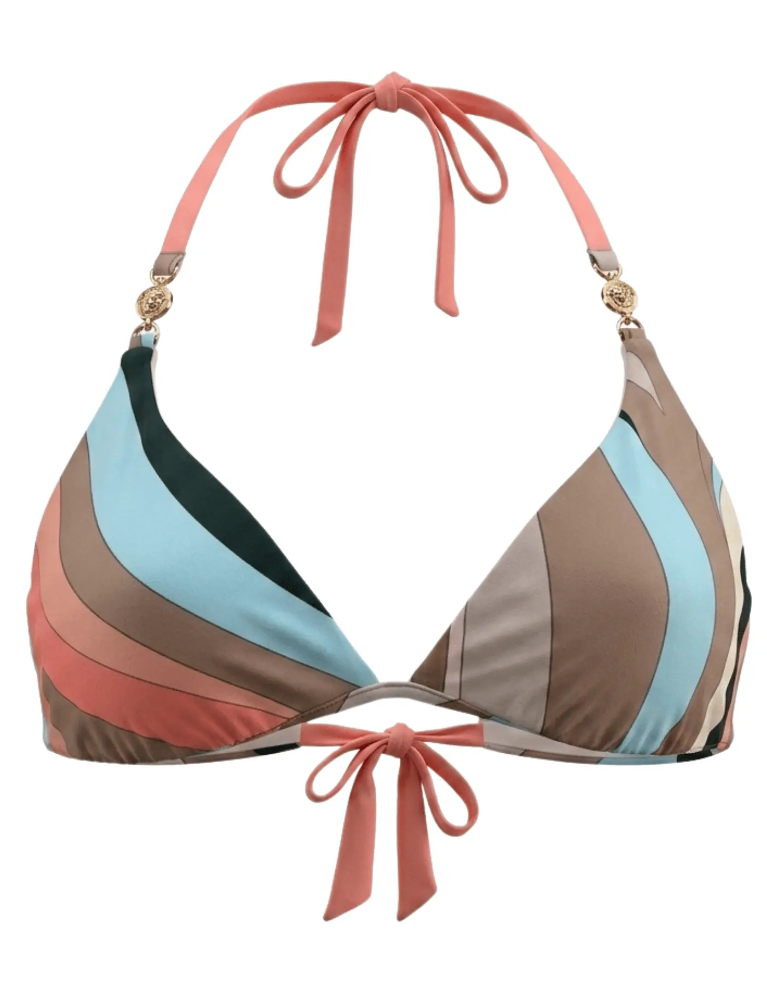 L'AGENCE Annabelle Triangle Bikini Top in Multi Abstract Swirl