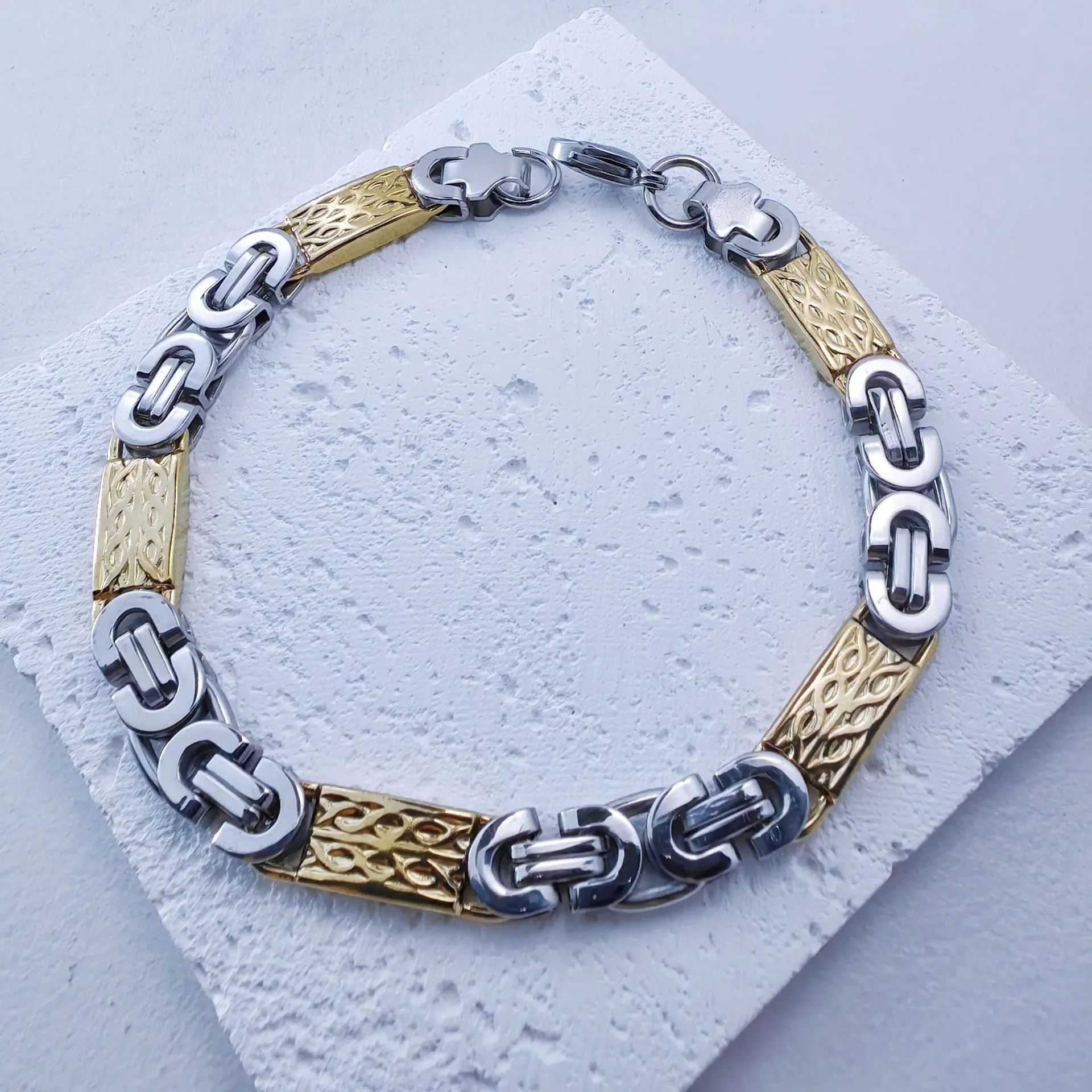 8mm Steel Interwoven Gold Bracelet