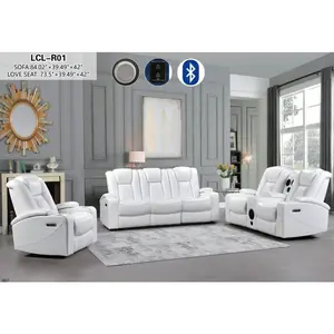 Reclining Living Room set with Bluetooth technology White