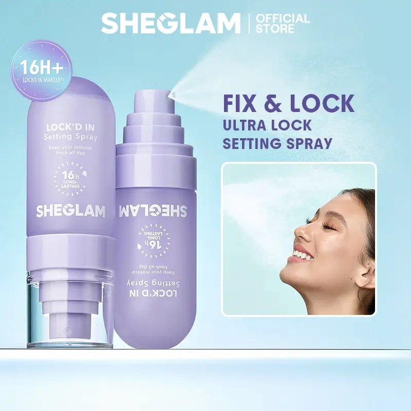 Summervibes SHEGLAM Lock'd In Setting Spray Long Lasting Makeup Fixing Spray Oil Control Waterproof Smudge Proof Lightweight Hydrating Fine Mist Face Setting Spray for All Skin Types Matte Finish