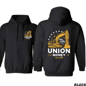 Union Money Hoodie – Blue Collar Made in USA Construction Worker Graphic Pullover, Hustle Hard Streetwear Top, Trending TikTok Gift for Men and Wom trendy hoodie