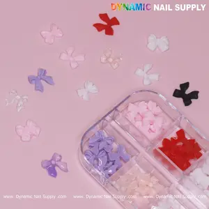 60 pcs Mixed Colors Resin Bows Charm for Nails Art Design