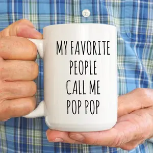 Worlds Best Pop Pop Coffee Mug, Fathers Day Gifts, Funny Granpda Gifts, Pop Pop Present, Mug For Grandfather, 11oz And 15oz Ceramic Tea Cup