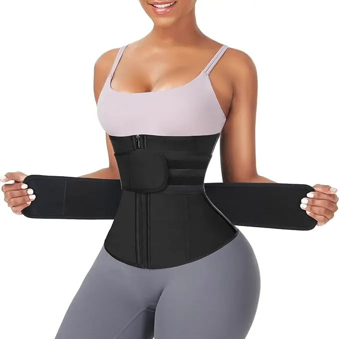 FeelinGirl Hot Selling 7 Fatting Burning Double Belt Waist Trainer Compression Fabric Shapewear Comfort Womenswear Waist Trainer SpringStatements