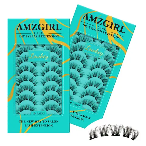 AMZGIRL Vegan D-Curl Cosmetic False Individual Eyelashes, 10 Pairs 0.07mm Lightweight Ultra-Soft Comfortable Eyelash Extensions, 100% Cruelty-Free for Adults