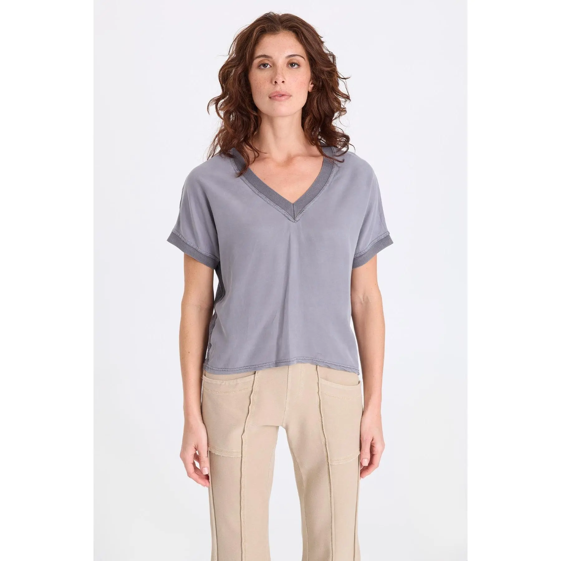 Hanno Soft Twill V-Neck Top