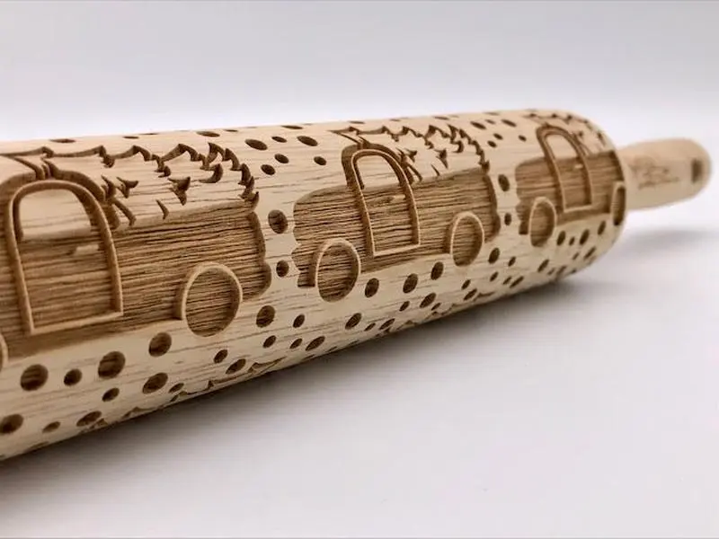 Embossed Christmas Trucks Rolling Pin