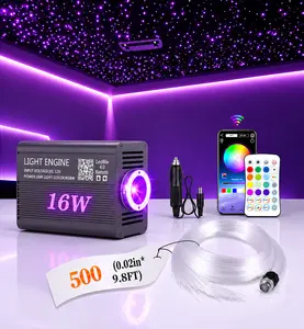 DIY Pattern 500PCS RGBW Fiber Starlight Kit – 16W Color Changing Ceiling Lights for Car & Home Theater Disco Party, 0.02in*9.8ft Professional Animation   optic star