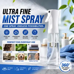 6.76oz Ultra-Fine Continuous Mist Spray Bottle – Leakproof Handheld Water Sprayer for Hair Styling, Fabric Steaming, Plants, Cleaning & Travel Use