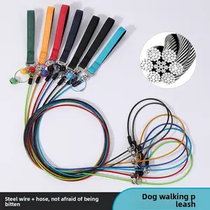 Steel Core Slip Lead Dog Leash All-in-One Collar Design for Small to Large Dogs Durable Steel Wire & Hose Not Afraid of Being Bitten