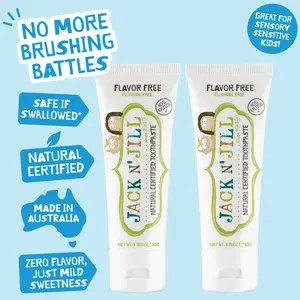 Two Pack Natural Certified Fluoride Free Baby and Kids Flavor Free No Flavor Toothpaste