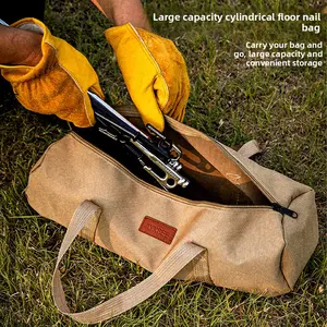 Camping tent wind rope floor nail tool storage bag camping accessories storage bag outdoor hand-held floor nail bag cylindrical bag Oxford cloth bag storage bag outdoor large-capacity hand-held floor nail bag