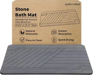 Stone Bath Mat - 23.6" x 15.4" Ultra Absorbent Diatomite Non-Slip Quick Drying Mat for Wet Areas Easy to Clean Bathroom Mat