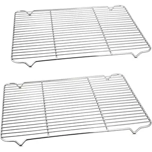 Cooling Baking Rack Pack of 2, 16.6" x 11.5", Stainless Steel Cooling Racks for Cooking Baking Roasting Grilling Drying, Dense Wires & Smooth Edge, Easy to Clean, Silver