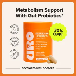 URO - Metabolism Support Capsule with Probiotic, Vitamin B12, Green Coffee Bean Extract, and Caffeine - For Healthy Metabolism and Energy- 30 Servings (Pack of 1)