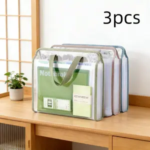 3PCS\set Large Capacity A4 Vertical File Organizer, 1pc Multi-pocket Expanding Document Holder, Waterproof Durable Plastic File Folder for Students & Workers