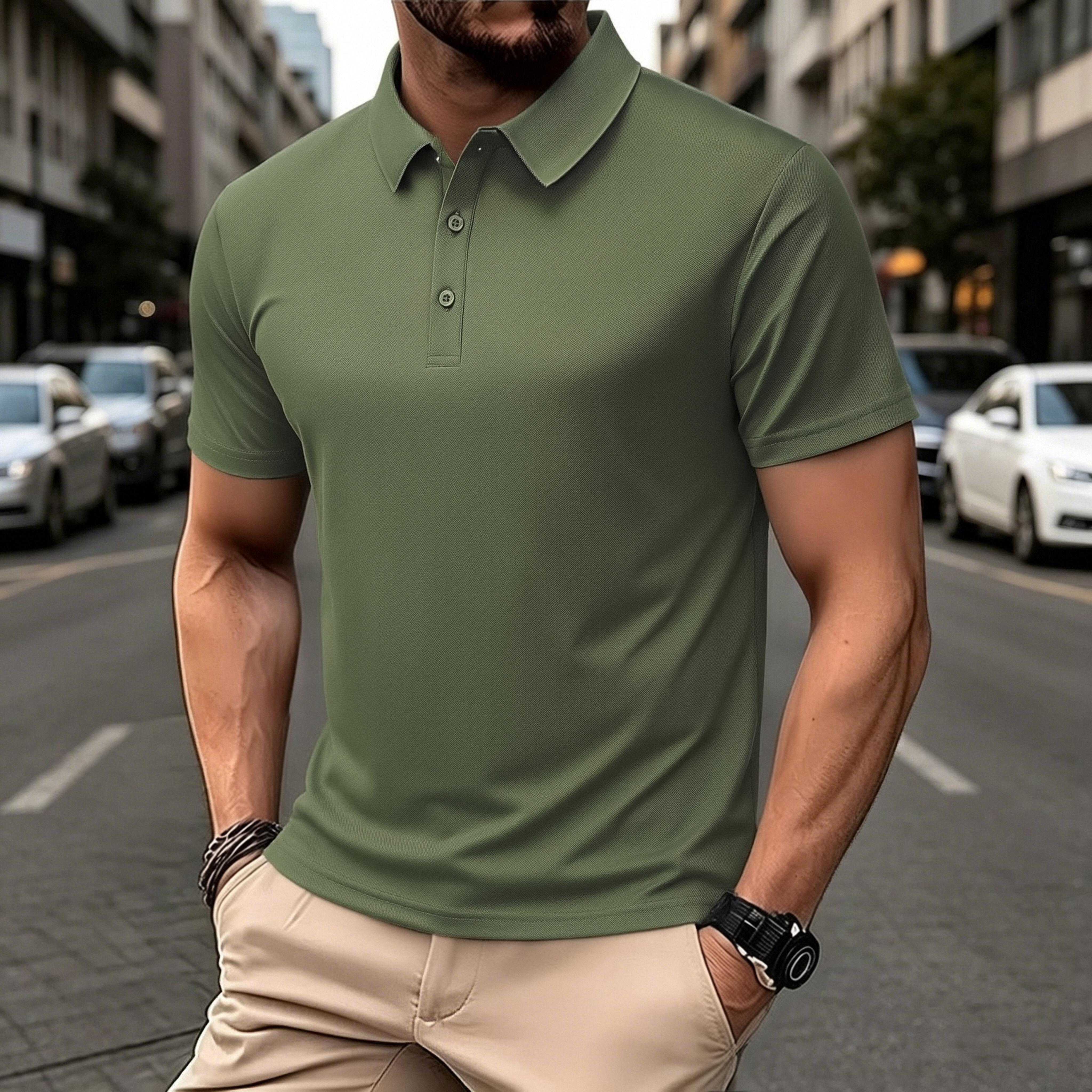 5-Pack Men’s Quick-Dry Polo Shirts – Short-Sleeve Collared Golf Tees, Breathable Casual Tops for Fishing & Cycling