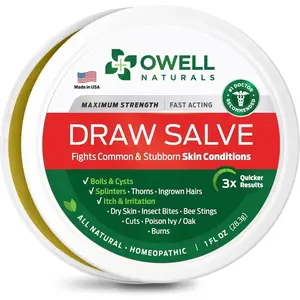 OWELL NATURALS Drawing Salve Ointment 1oz, ingrown Hair, Boil, Splinter Remover, Bug Spider Bites, bee Sting, Mosquito bite Itch, Poison Ivy