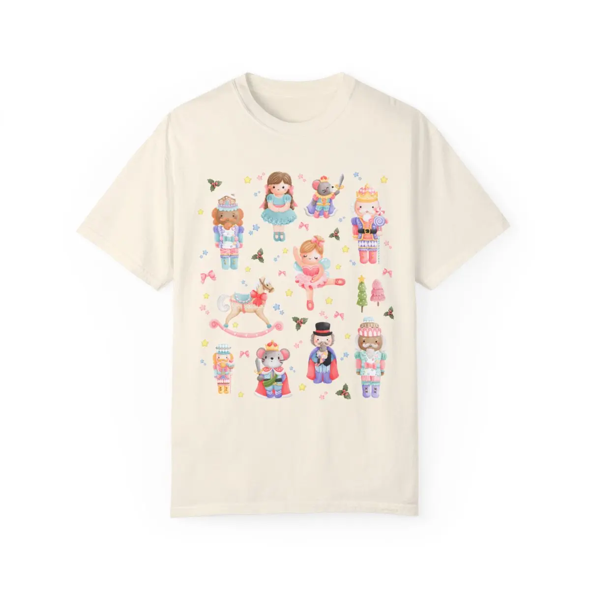 Colorful Christmas Nutcracker T-Shirt for Kindergarten Teacher or Ballet Dance Teacher, Sweet Y2K Aesthetic Pastel Christmas Tee with Bows