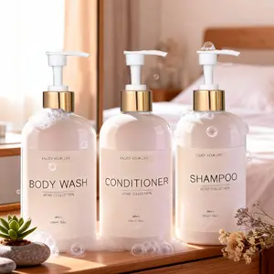 3pcs Round Light Luxury Refillable Empty Pump Bottle, Press Soap Liquid Dispenser, Portable Lotion Shampoo Shower Gel Subpackage Container For Home Bathroom And Travel